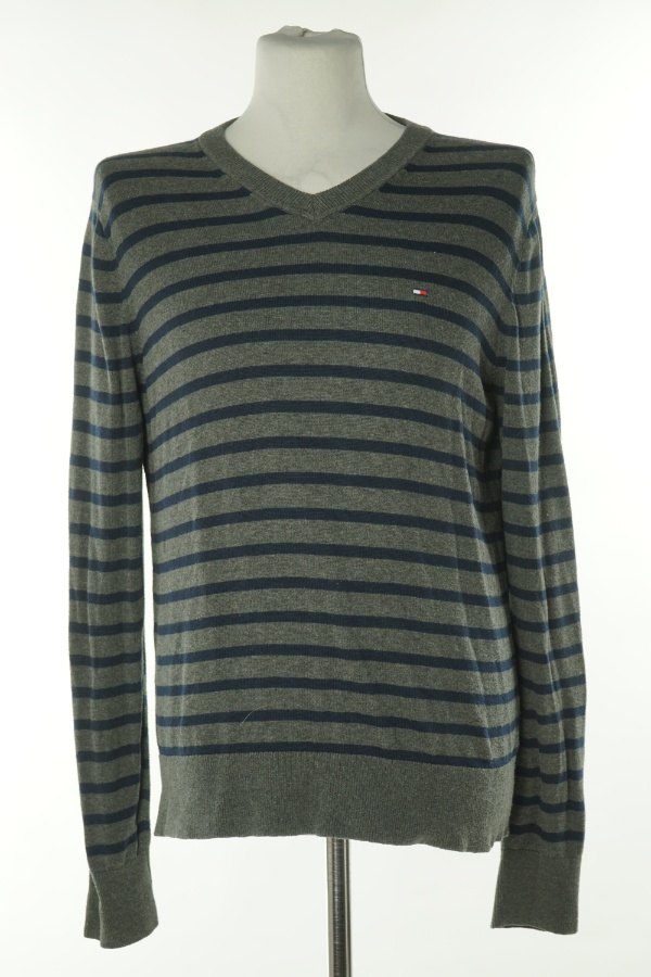 Sweter szaro-granatowy w paski, TOMMY HILFIGER - TOMMY HILFIGER zdjęcie 1