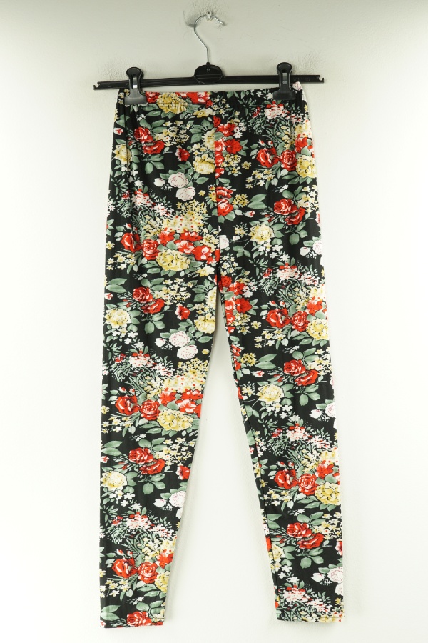 Legginsy czarne kwieciste - BRAK METKI Z NAZWĄ PRODUCENTA zdjęcie 2