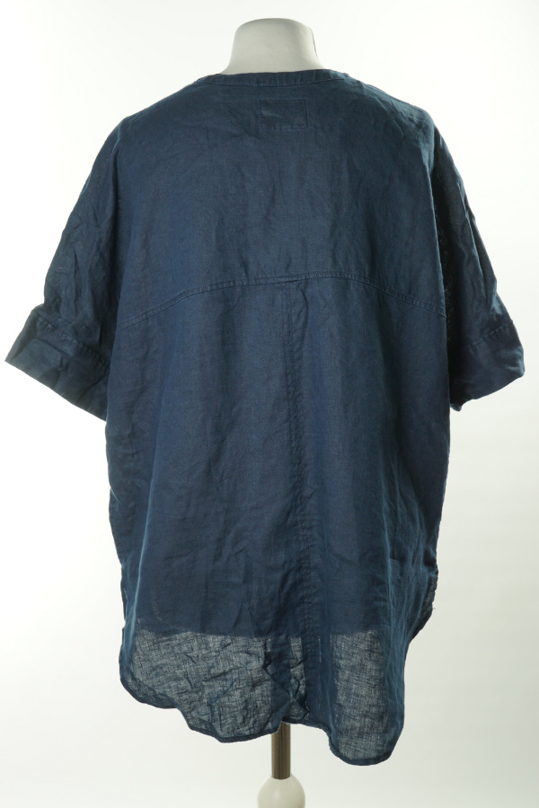 Bluzka lniana granatowa - PURE LINEN zdjęcie 2