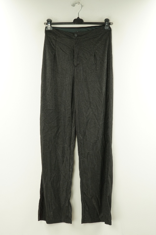 Spodnie materiałowe czarne połyskujące - BRAK METKI Z NAZWĄ PRODUCENTA zdjęcie 1