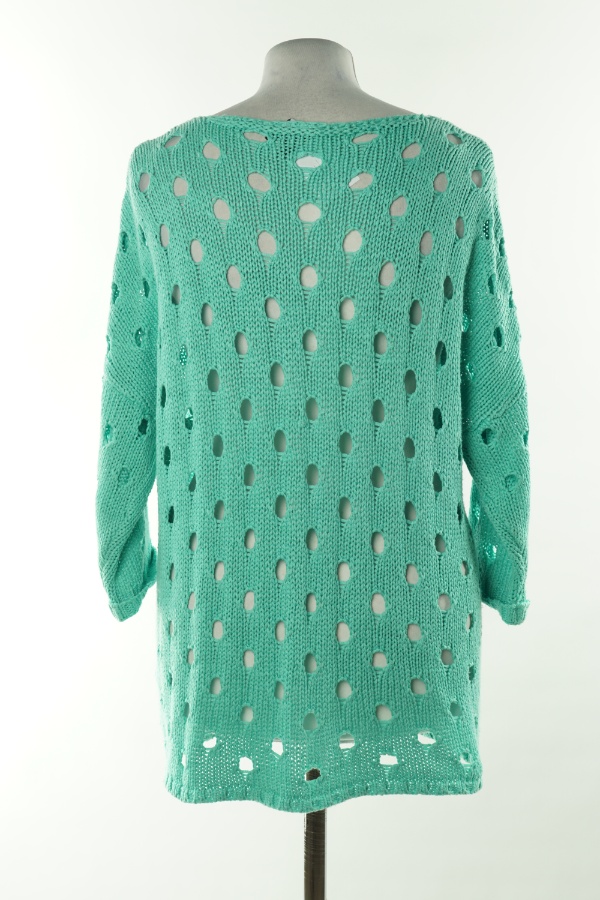 Sweter zielony z dziurami - J'AIME LA VIE PARIS zdjęcie 2