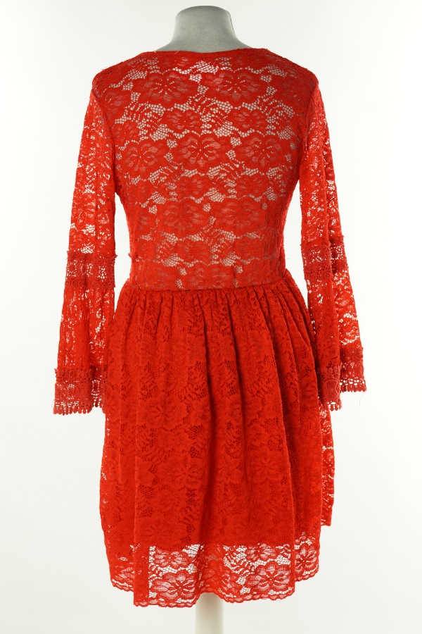 Sukienka czerwona koronkowa - BRAK METKI Z NAZWĄ PRODUCENTA zdjęcie 2