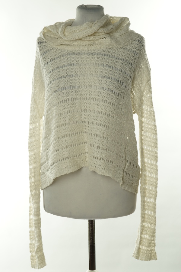 Sweter biały ażurowy golf - BRAVE SOUL zdjęcie 1