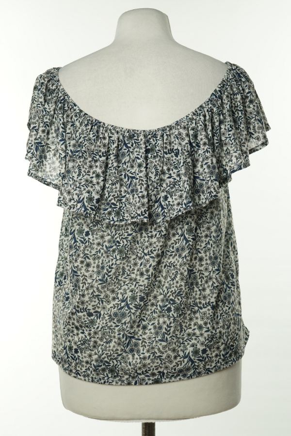 Bluzka z falbaną biała w kwiaty H&M - H&M zdjęcie 2