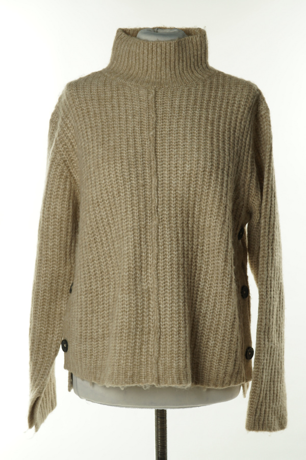 Sweter beżowy golf - SAMSA zdjęcie 1