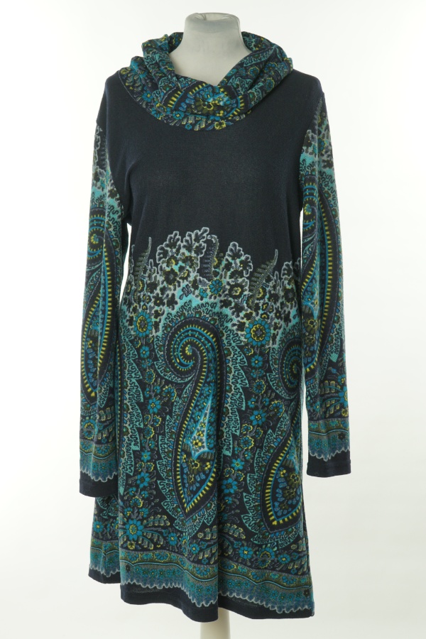 Sukienka granatowa wzorzysta - PACO BOUTIQUE zdjęcie 1