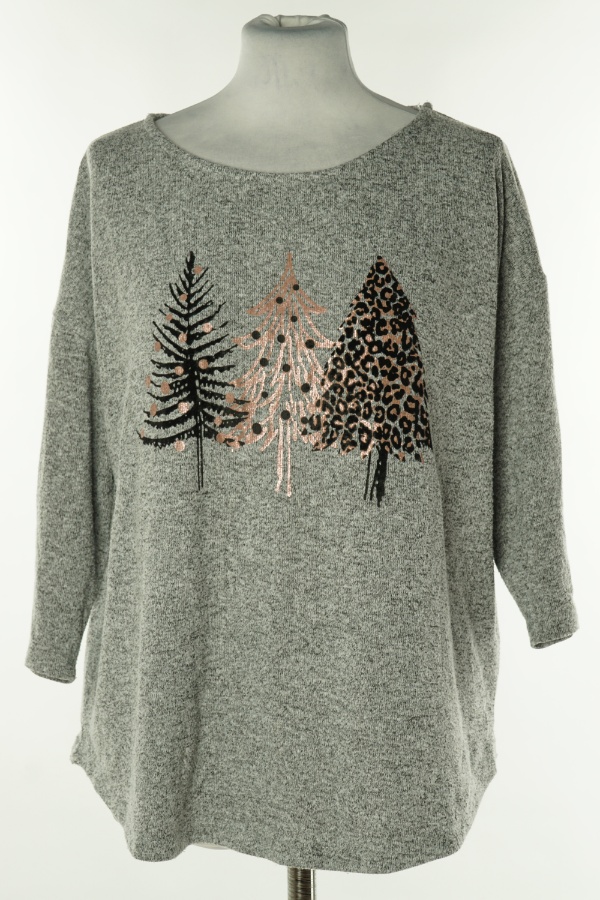 Bluzka sweterkowa szara choinki - TU zdjęcie 1