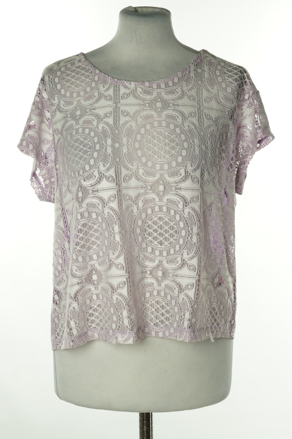 Koszulka fioletowa z białą koronką - LOLA SKYE zdjęcie 1