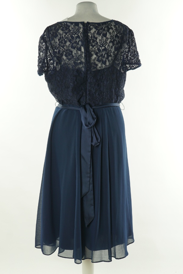 Sukienka granatowa z koronkową górą - DAVID EMANUEL zdjęcie 2