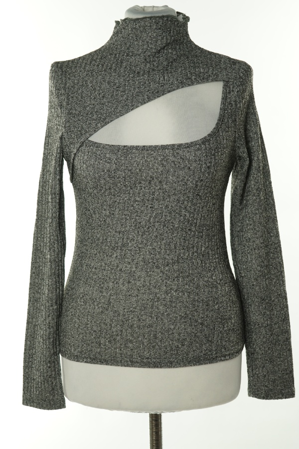 Bluzka szara prążkowana z wycięciem - SHEIN zdjęcie 1