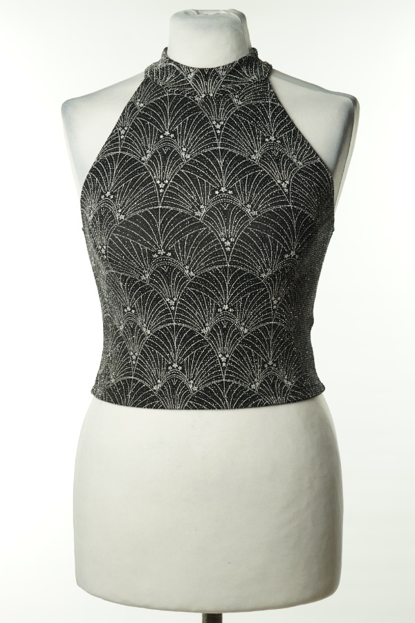 Top czarny ze srebrna nitką H&M - H&M zdjęcie 1