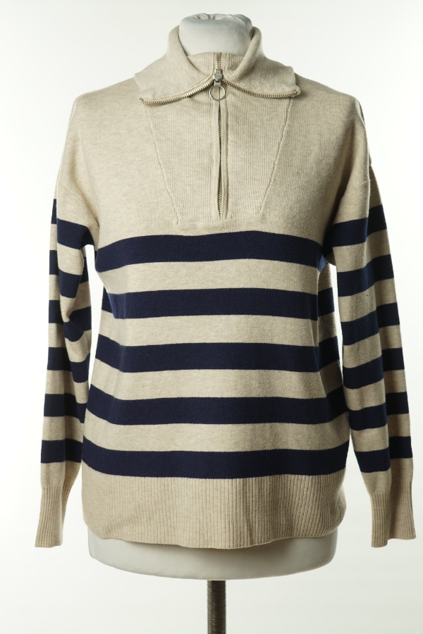 Sweter beżowo - granatowe paski - DUNNES STORES zdjęcie 1