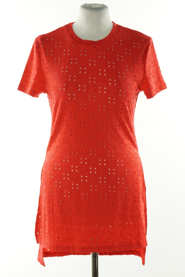 Tunika czerwona ażurowa - BRAK METKI Z NAZWĄ PRODUCENTA zdjęcie 1