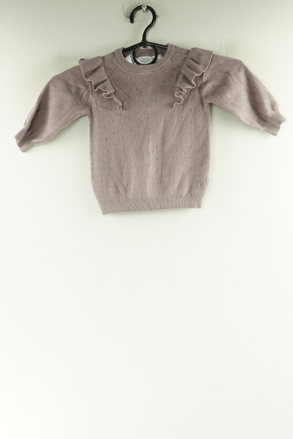 Sweter wrzosowy z falbanami - ZARA zdjęcie 1