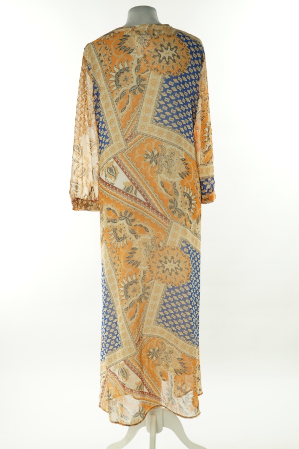 Sukienka pomarańczowo-niebieska wzorzysta - GALLERY zdjęcie 2