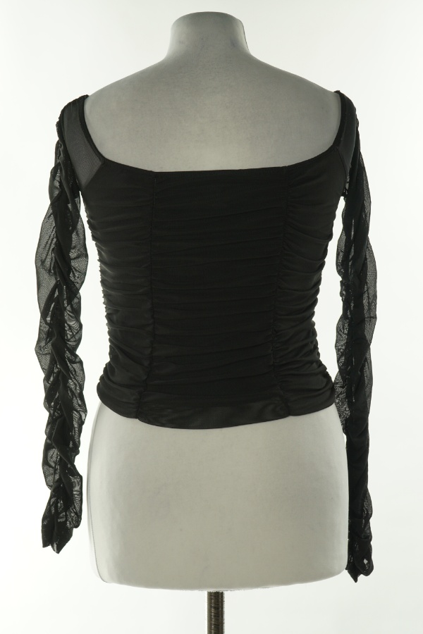 Bluzka czarna z marszczeniami - AMISU zdjęcie 2