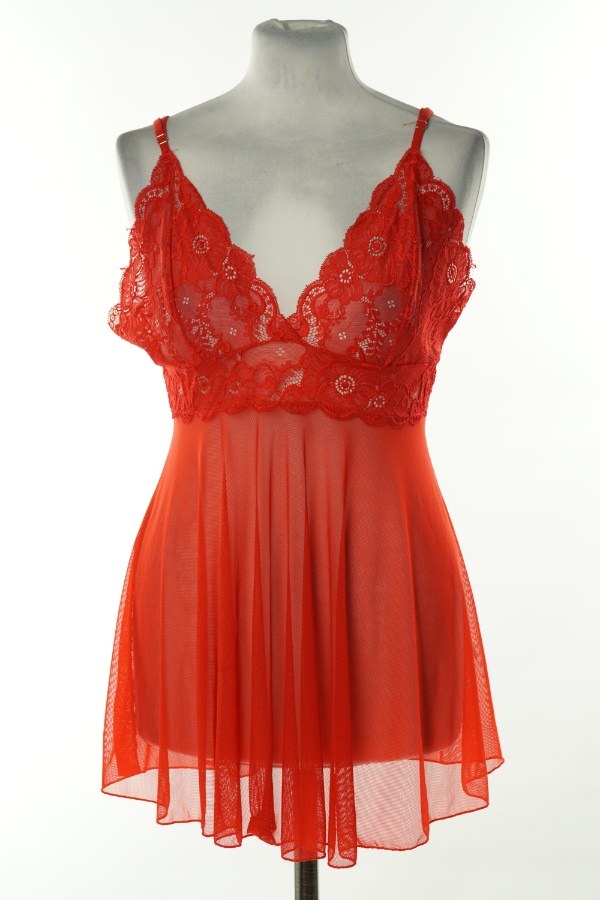 Koszulka nocna czerwona koronkowa - BRAK METKI Z NAZWĄ PRODUCENTA zdjęcie 1