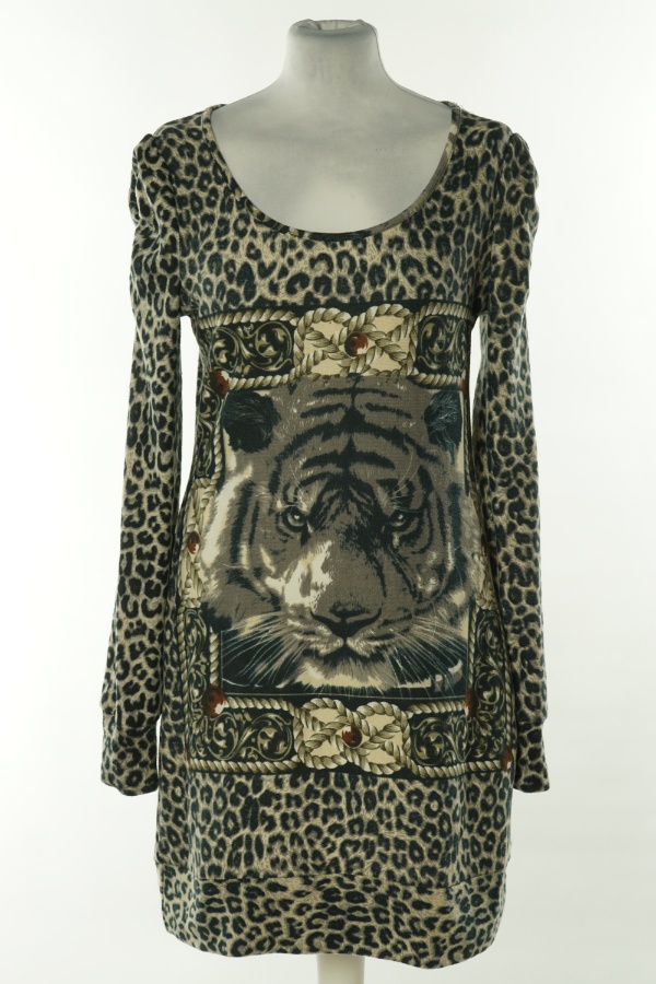 Sukienka beżowo-brązowa tygrys - TSEGA zdjęcie 1
