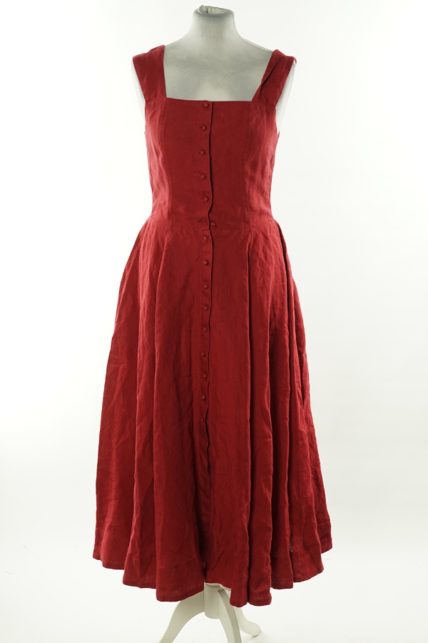 Sukienka bordowa lniana - SON DE FLOR zdjęcie 1