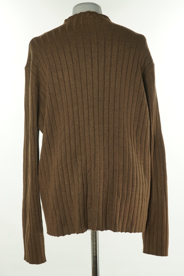 Sweter brązowy prążkowany ze stójką - BRAK METKI Z NAZWĄ PRODUCENTA zdjęcie 2