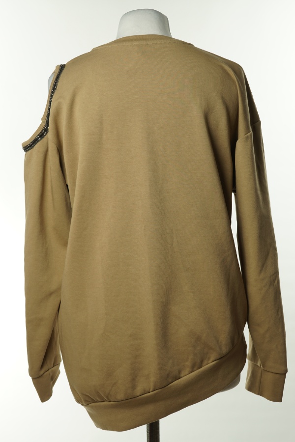 Bluza asymetryczna brązowa z wycięciem na ramionach - RIVER ISLAND zdjęcie 2