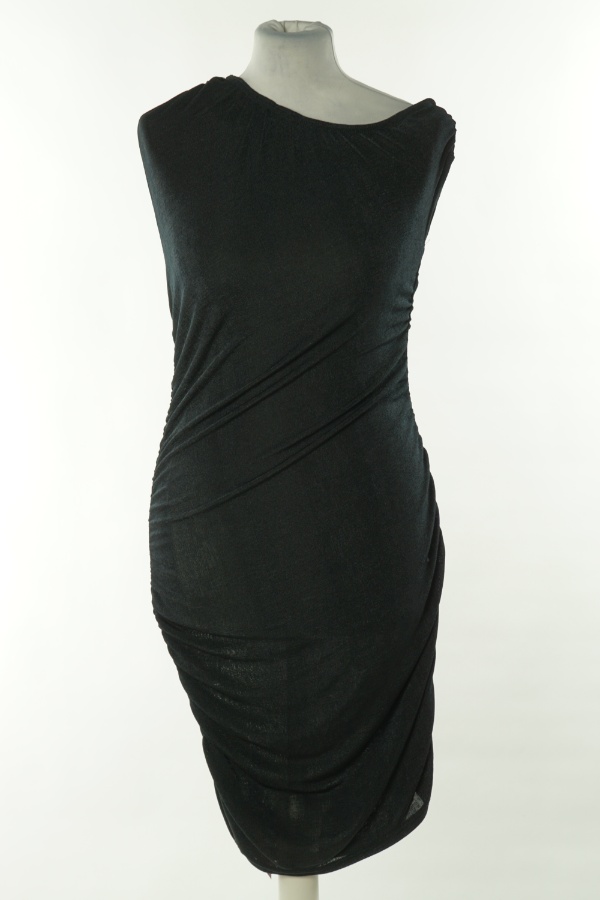 Sukienka czarna drapowana połyskująca - PRETTYLITTLETHING zdjęcie 1