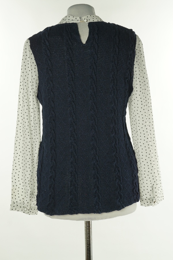 Sweter granatowy z białymi rękawami - BRAK METKI Z NAZWĄ PRODUCENTA zdjęcie 2