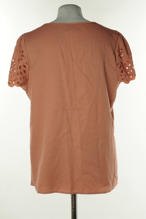 Bluzka łososiowa z ażurowymi rękawami - SHEIN zdjęcie 2