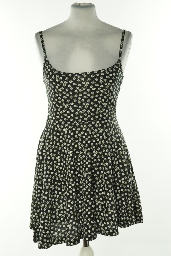 Sukienka czarna w białe kwiatki - H&M zdjęcie 1