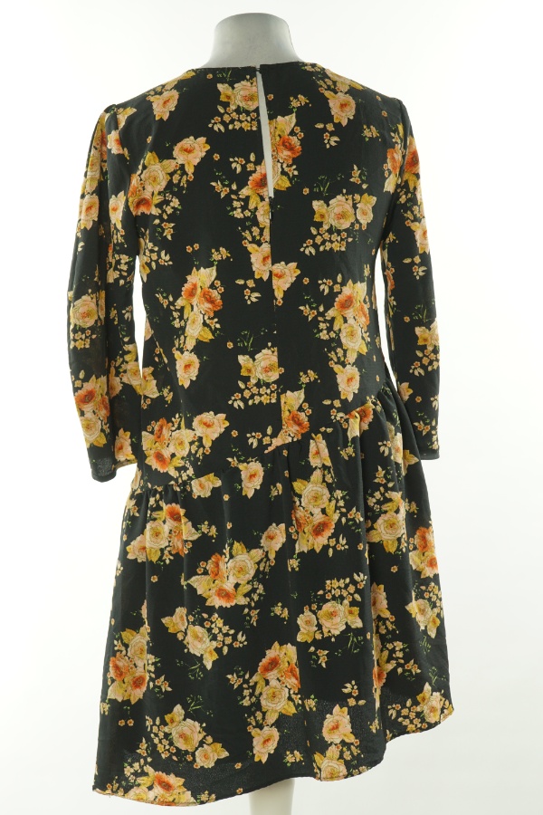 Sukienka czarna w beżowo-żółte kwiaty, ZARA - ZARA zdjęcie 2