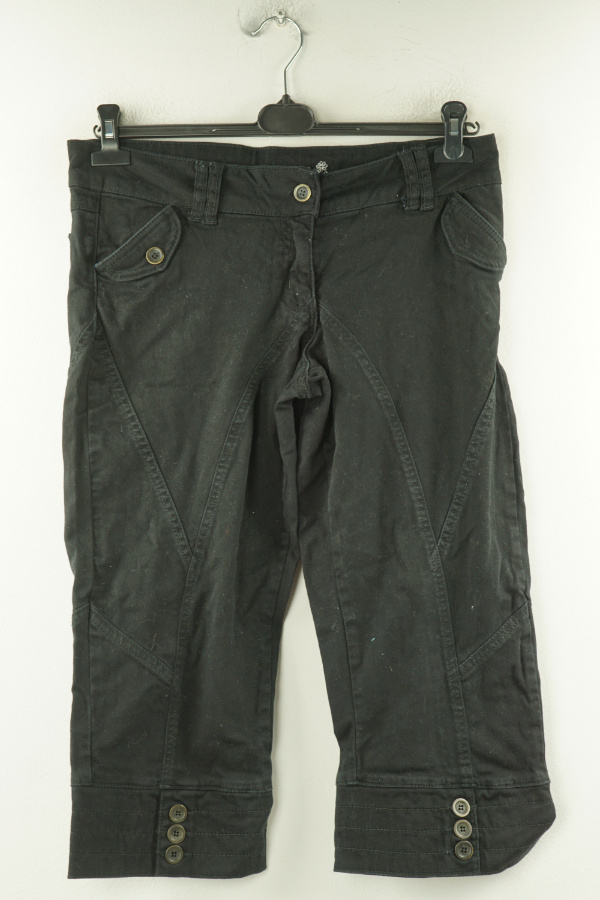 Spodnie czarne jeansowe za kolano - E-VIE zdjęcie 1