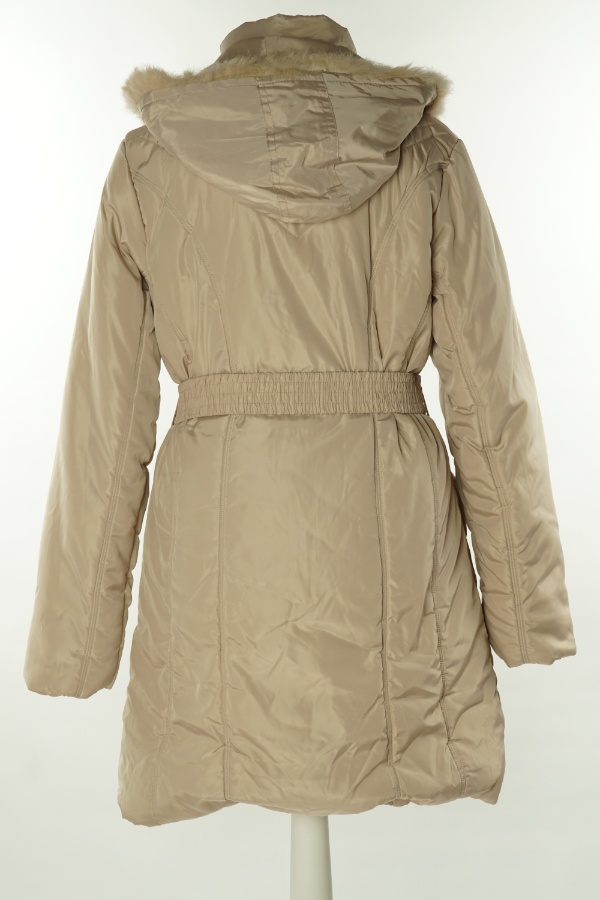 Płaszcz beżowy zimowy z kapturem - BRAK METKI Z NAZWĄ PRODUCENTA zdjęcie 2