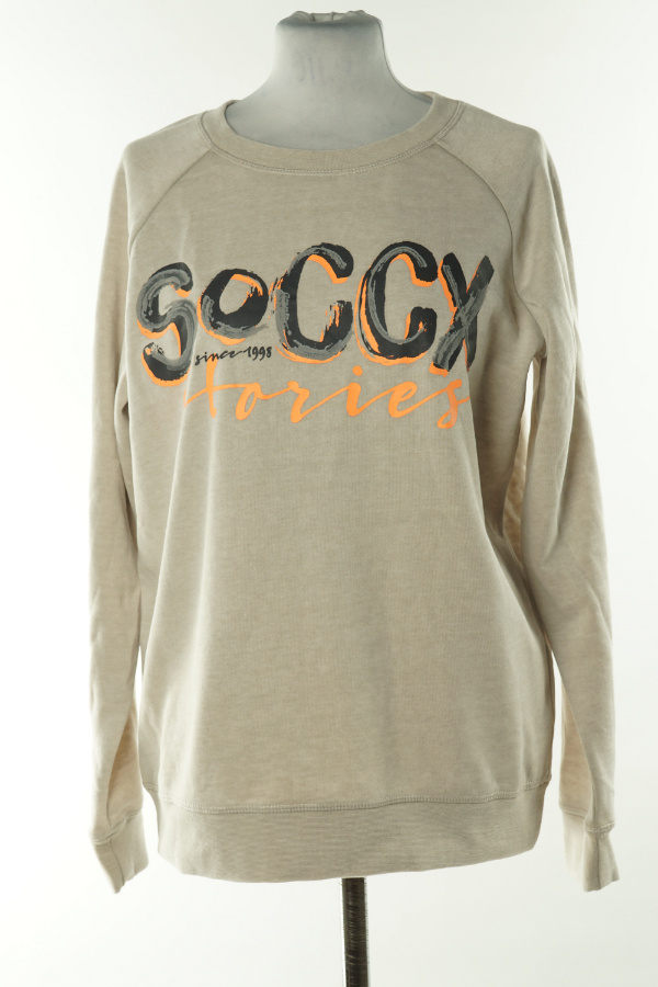 Bluza bez kaptura cienka beżowa z nadrukiem  - SOCCX zdjęcie 1