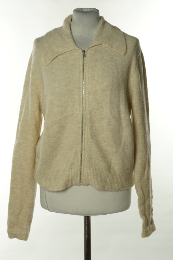 Sweter beżowy zapinany na suwak - MANGO zdjęcie 1