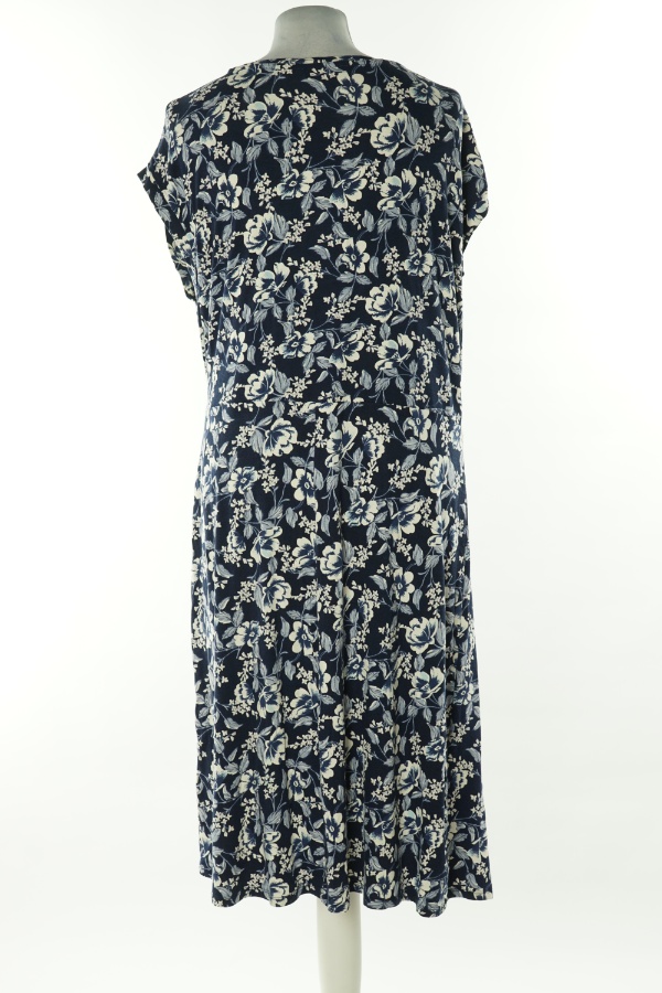 Sukienka kopertowa granatowa w kremowe kwiaty - INDISKA zdjęcie 2