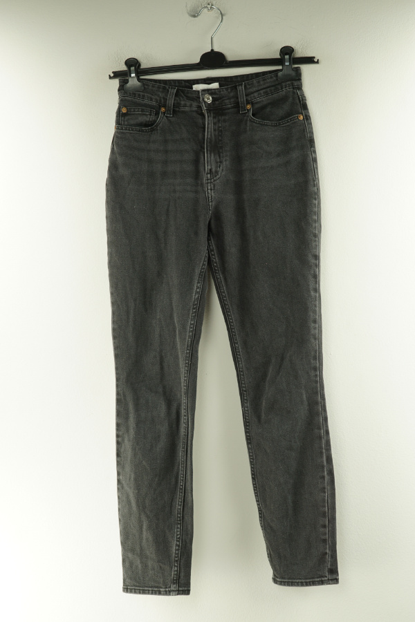 Spodnie szare jeansowe z wysokim stanem - H&M zdjęcie 1