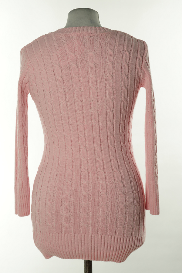 Sweter różowy z warkoczykowym splotem - BRAK METKI Z NAZWĄ PRODUCENTA zdjęcie 2