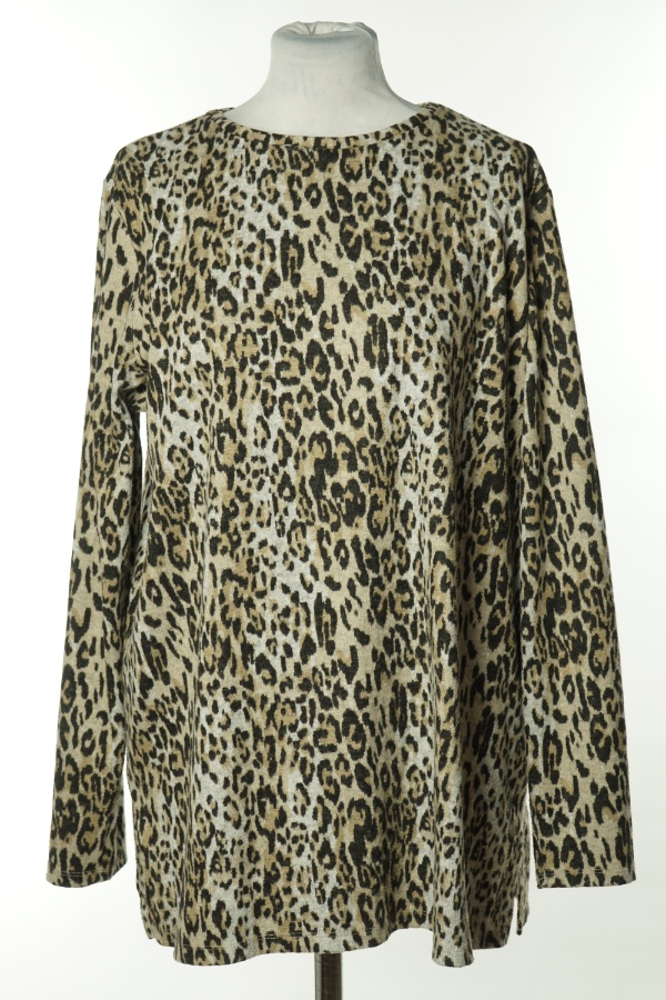 Bluzka beżowa w czarne cętki - PAPAYA zdjęcie 1