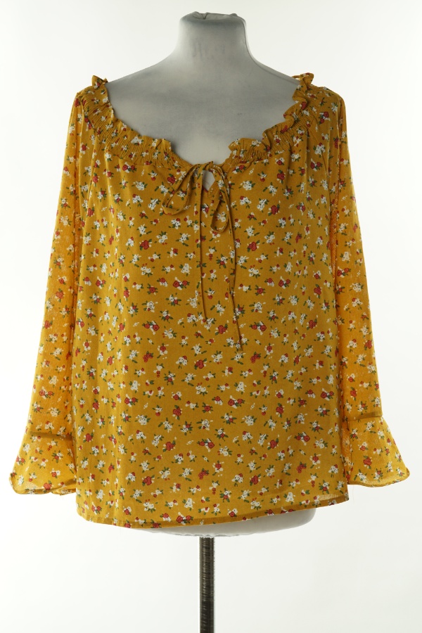 Bluzka z wiązaniem żółta w kwiaty - YI YA YA zdjęcie 1
