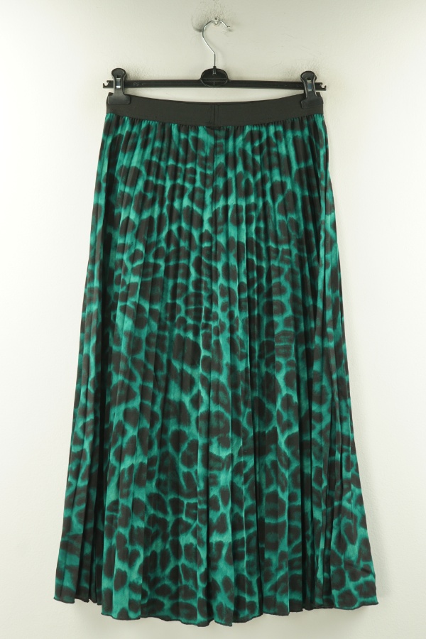 Spódnica zielona w czarne cętki, plisowana - SHEIN zdjęcie 2