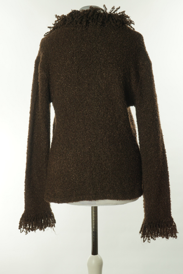 Kardigan brązowy z frędzlami zdjęcie 2