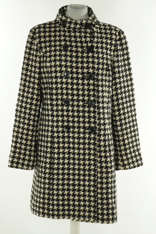 Płaszcz biało-czarny w pepitkę(36%WEŁNY) - MARKS & SPENCER zdjęcie 1