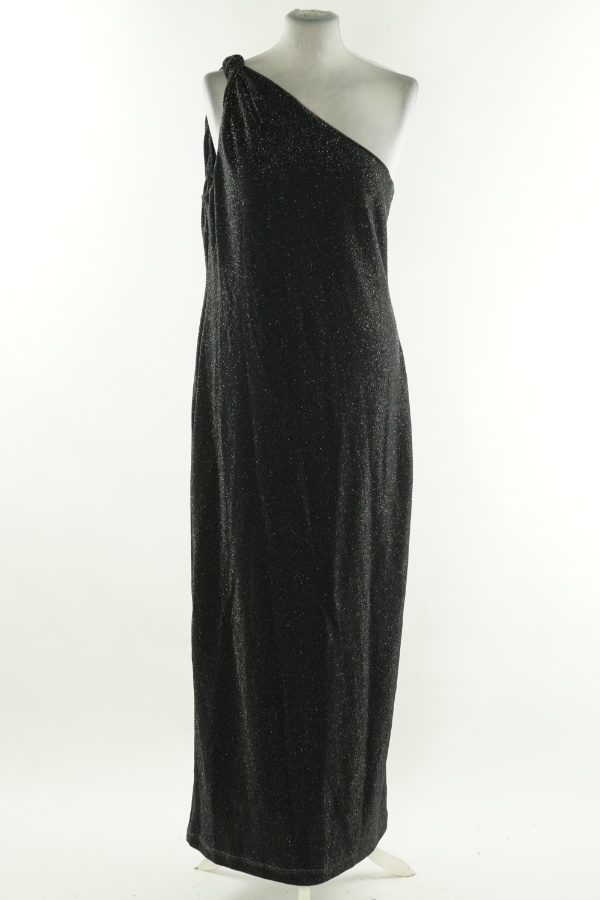 Sukienka czarna błyszcząca na jedno ramię - NEXT zdjęcie 1