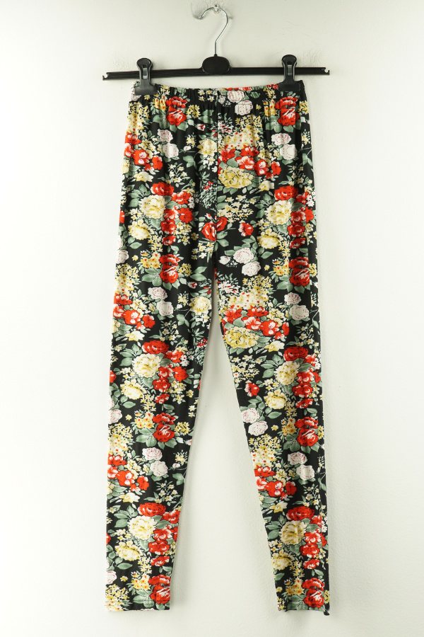 Legginsy czarne w kwiaty - BRAK METKI Z NAZWĄ PRODUCENTA zdjęcie 1