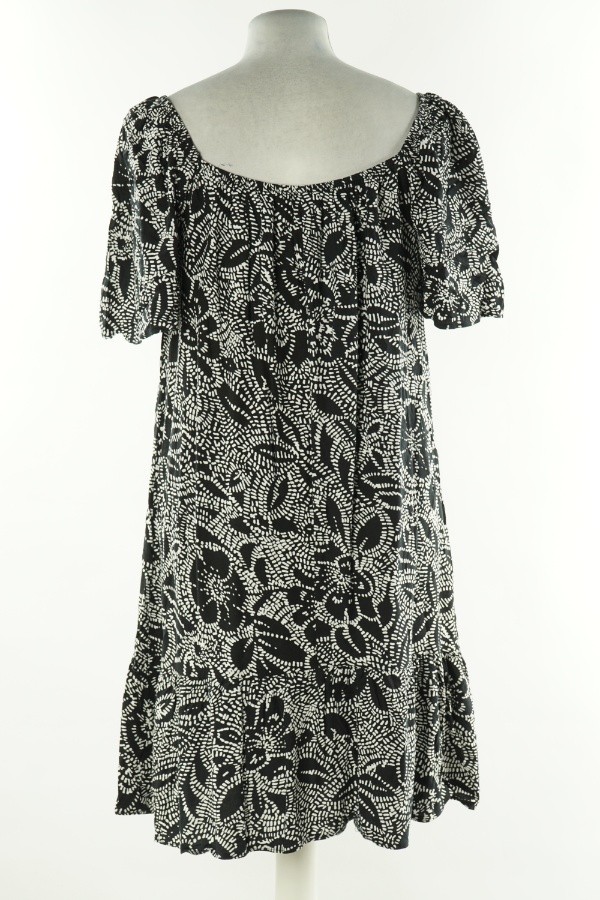 Sukienka czarna w białe wzory - PAPAYA zdjęcie 2