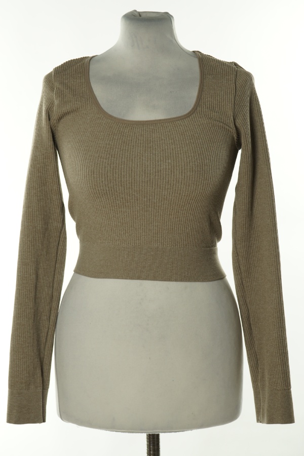 Top beżowy sportowy prążkowany, H&M - H&M zdjęcie 1