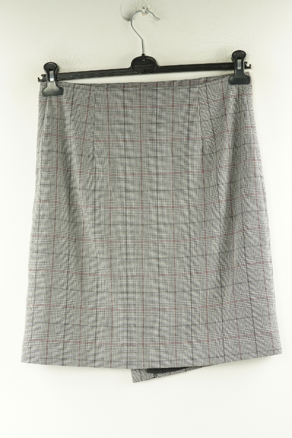 Spódnica materiałowa szara w kratkę - CAROLINA BELLE zdjęcie 2