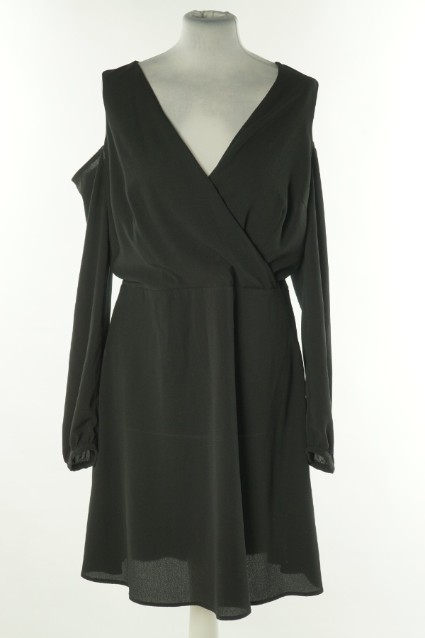 Sukienka czarna kopertowa z odkrytymi ramionami - NEW LOOK zdjęcie 1