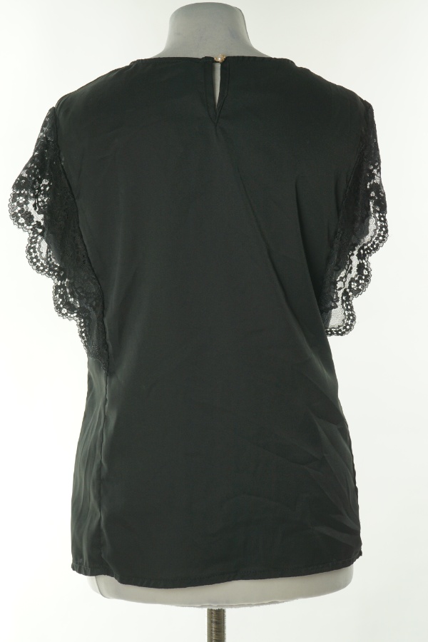 Bluzka czarna z koronkowymi rękawami - SHEIN zdjęcie 2