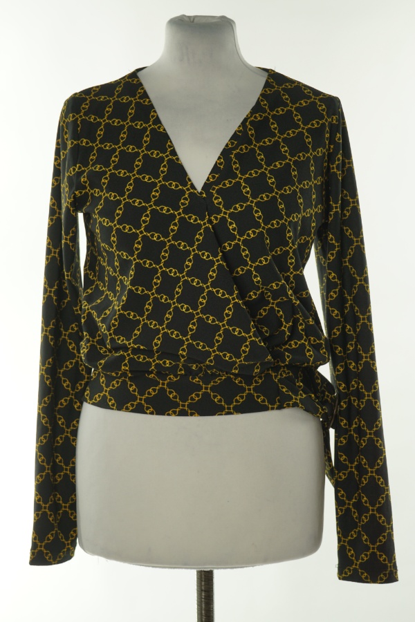 Bluzka czarna w żółte łańcuchy - AMISU zdjęcie 1